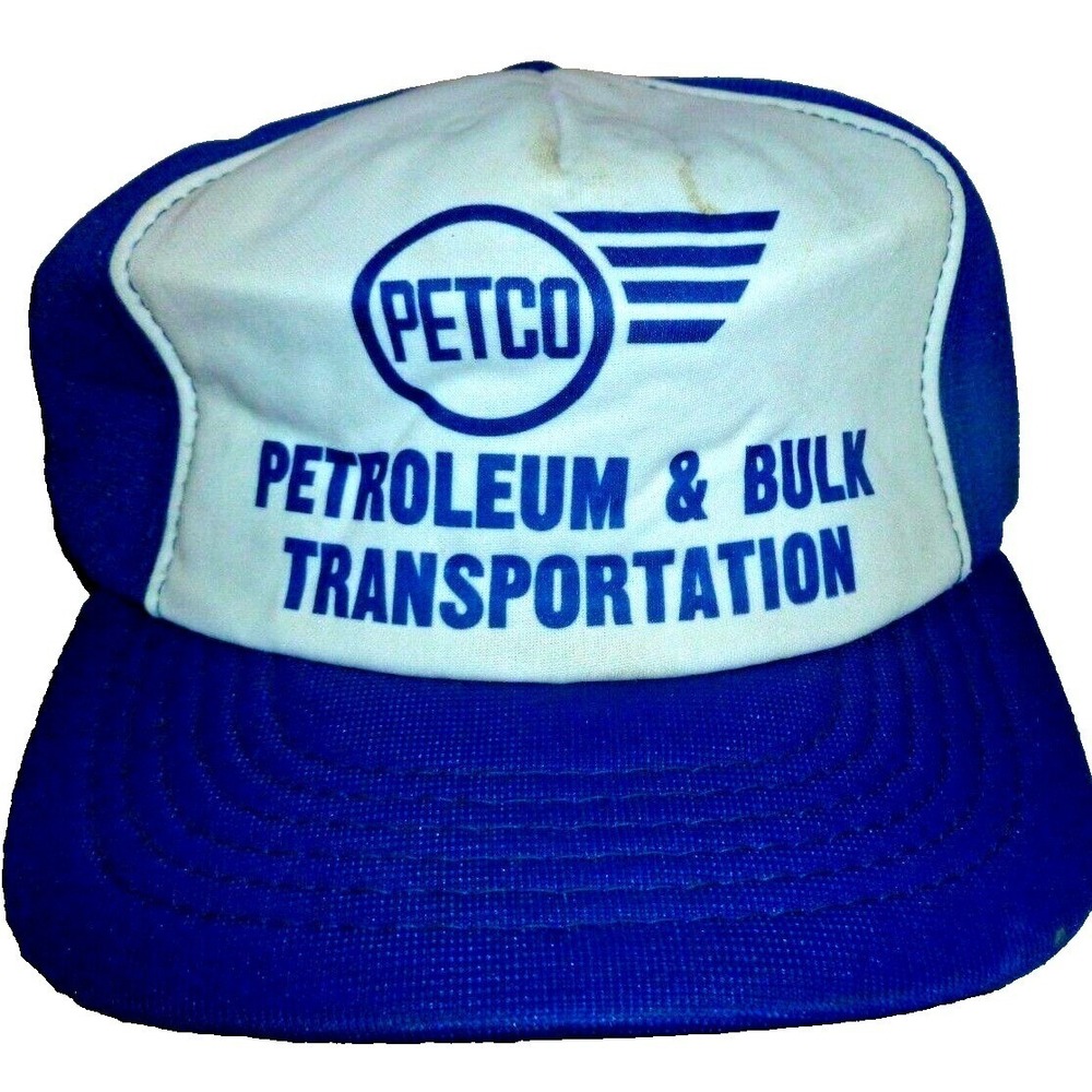 Vintage Petco Petroleum & Bulk Transportation Trucker Hat Blue White Snapback